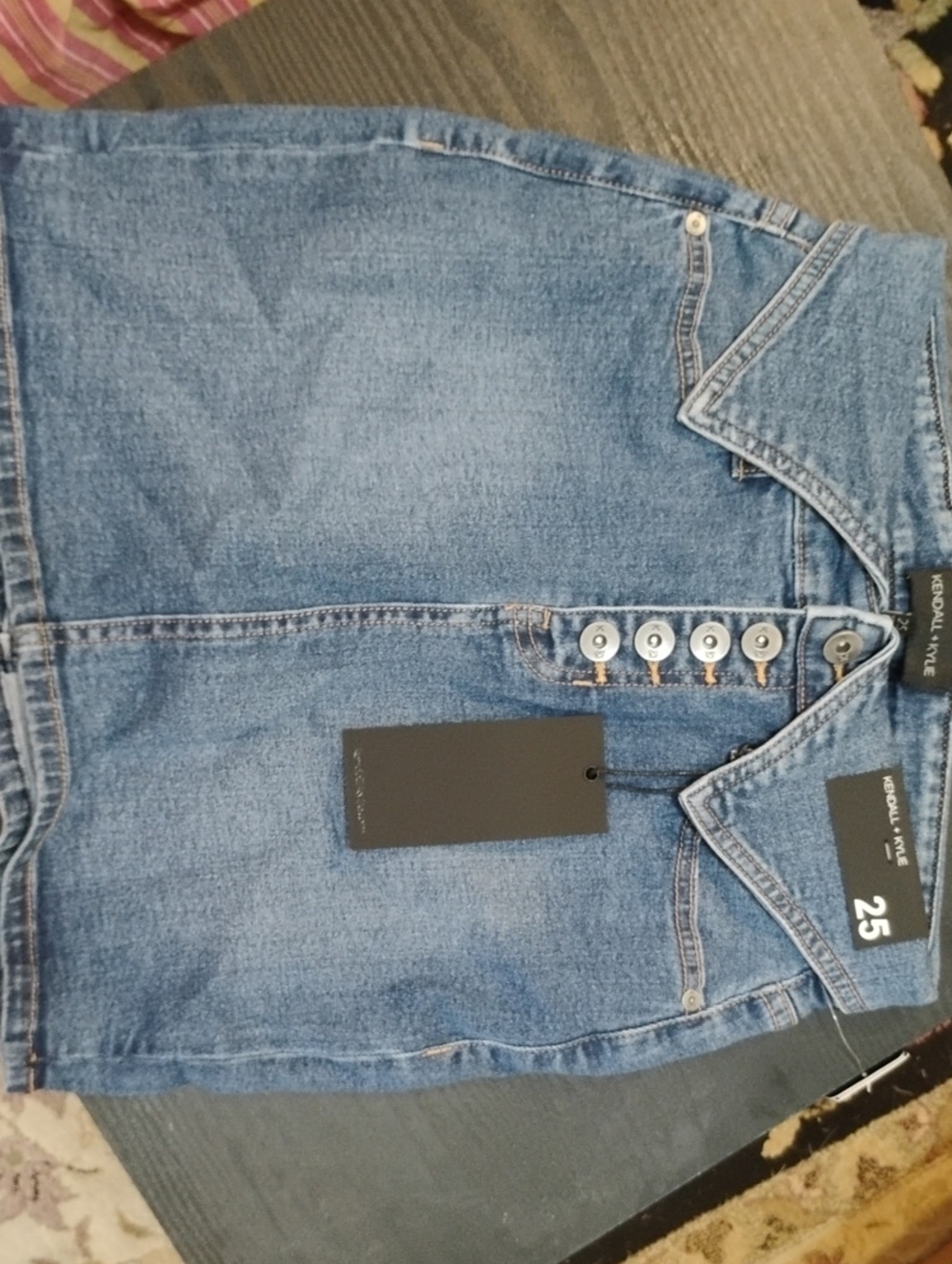 Kendall & Kylie Button-Front Denim Skirt in Blue
